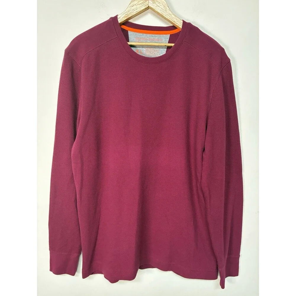 Banana Republic Sweater Men’s XL Waffle Crew Scarlet Rose Pullover Minimalist